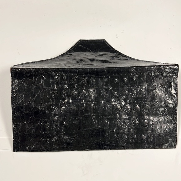 Crocodile Black Flat Envelope Clutch Bag - Picture 5 of 10